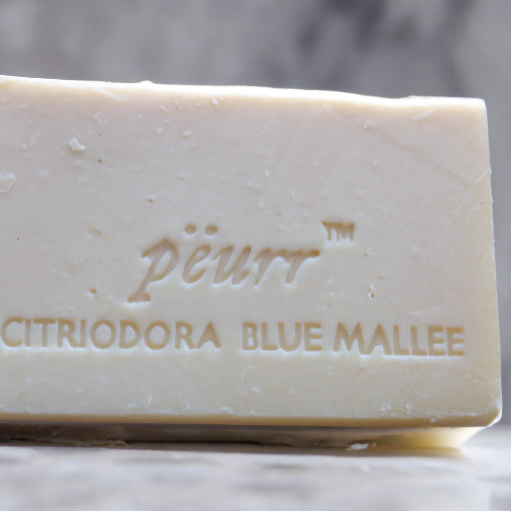 Bar of soap with peurr branding and product name on a neutral background